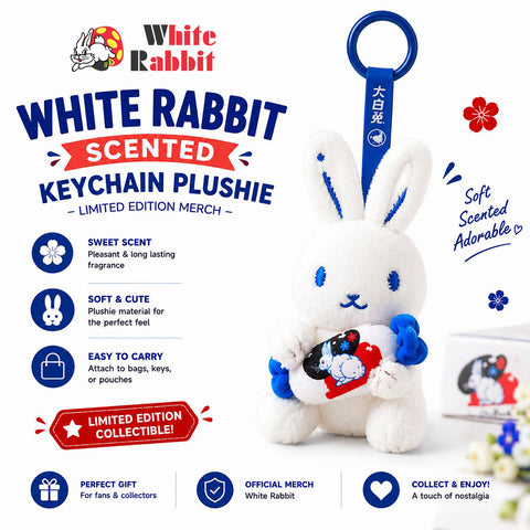 White Rabbit Scented Plushie Keychain