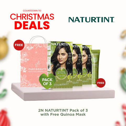 Naturtint Hair Color 2N Pack of 3 - FREE Naturtint Hair Food Quinoa 30ml
