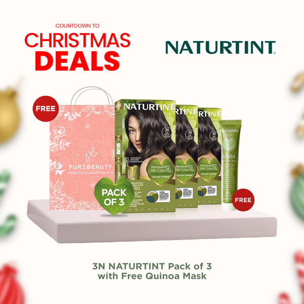 Naturtint Hair Color 3N Pack of 3 - FREE Naturtint Hair Food Quinoa 30ml