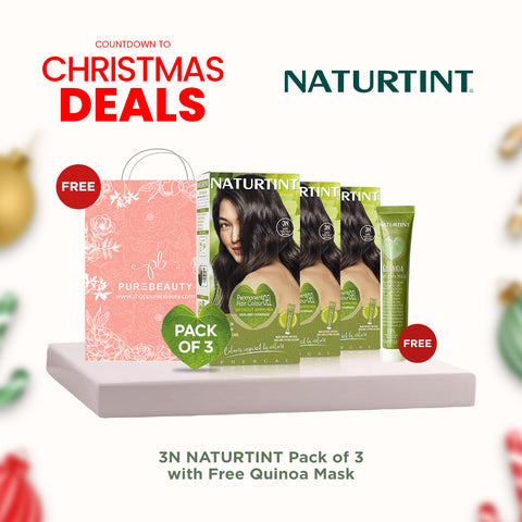 Naturtint Hair Color 3N Pack of 3 - FREE Naturtint Hair Food Quinoa 30ml