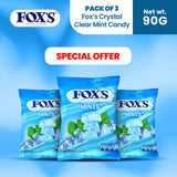 Fox's Candy Crystal Clear Mint's Oval Flowrap Candy 90g Pack of 3