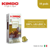 Kimbo Nespresso Compatible Coffee Capsules Espresso Barista 100% Arabica 10 pods Italy