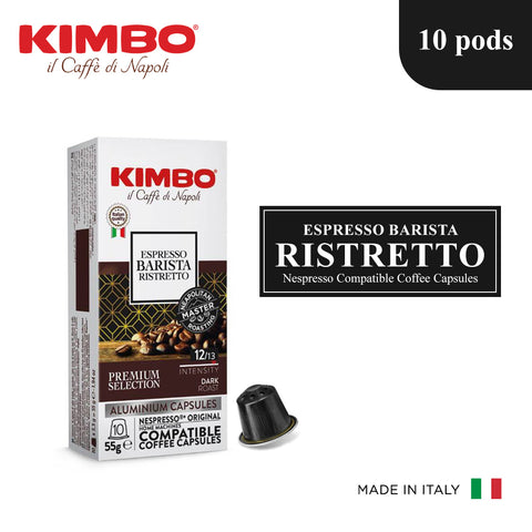 Kimbo Nespresso Compatible Coffee Capsules Espresso Barista Ristretto 10 pods Italy