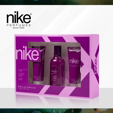 Nike Purple Mood 100ml EDT + 75ml Body Lotion + 75ml Shower Gel - GIFT SET