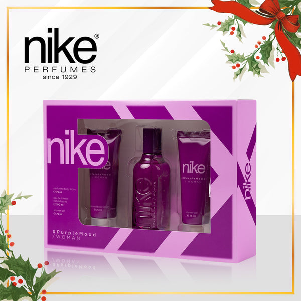 Nike Purple Mood 100ml EDT + 75ml Body Lotion + 75ml Shower Gel - GIFT SET