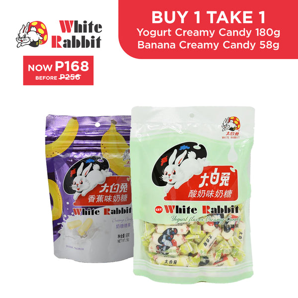 BUY1GET1FREE White Rabbit Yogurt Creamy Candy 108g & Banana Flavor 58g Exp:02-24-26 & 03-01-26
