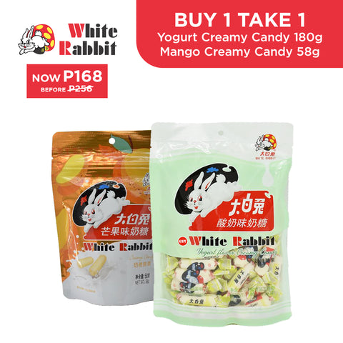 BUY1GET1FREE White Rabbit Yogurt Creamy Candy 108g & Mango Flavor 58g Exp:02-24-26 & 03-01-26
