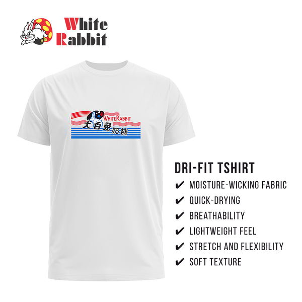 Limited Edition Dri-Fit White Rabbit T-Shirt Stripes – Unisex, Quick-Dry Sports & Casual Wear
