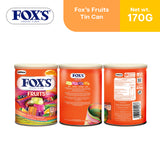 Fox's Candy Crystal Crystal Clear Fruits Oval Flowrap Candy 170g - Tin Can