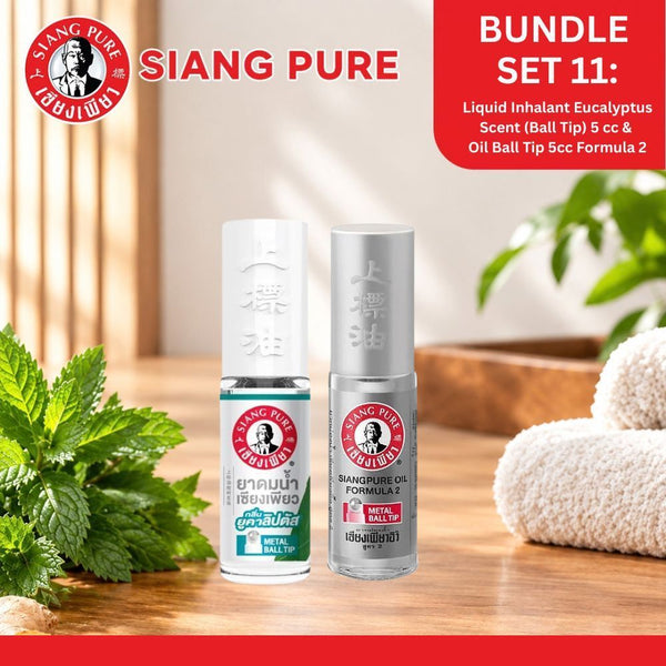 Siang Pure Bundle 11:Liquid Inhalant Eucalyptus Scent (Ball Tip) 5cc & Oil Ball Tip 5cc Formula 2